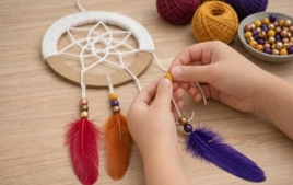 Estoy fabricando un atrapasueños - Actividades creativas en familia - 10doigts.fr