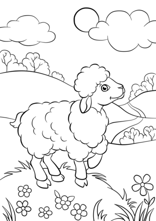 Cordero 01 - Coloreados de animales - Coloriages - 10doigts.fr