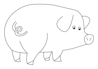 Cerdo 08 - Coloreados de animales - Coloriages - 10doigts.fr