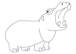 Hipopótamo 06 - Coloreados de animales - Coloriages - 10doigts.fr
