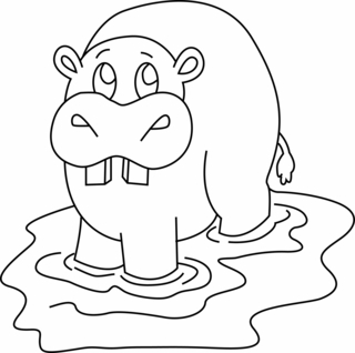 Hipopótamo 07 - Coloreados de animales - Coloriages - 10doigts.fr