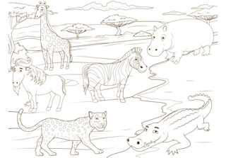 Animales-sabana4 - Coloreados de animales - Coloriages - 10doigts.fr