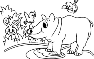 Rinoceronte 01 - Coloreados de animales - Coloriages - 10doigts.fr