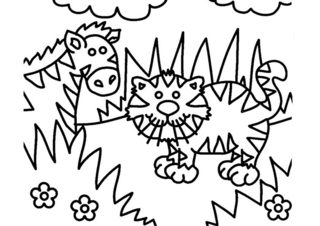 Cebra y tigre 01 - Coloreados de animales - Coloriages - 10doigts.fr