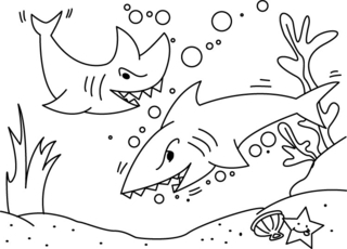 Tiburón 02 - Coloreados de animales - Coloriages - 10doigts.fr