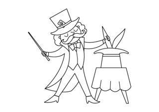 Magician - Holiday coloring pages - Coloriages - 10doigts.fr
