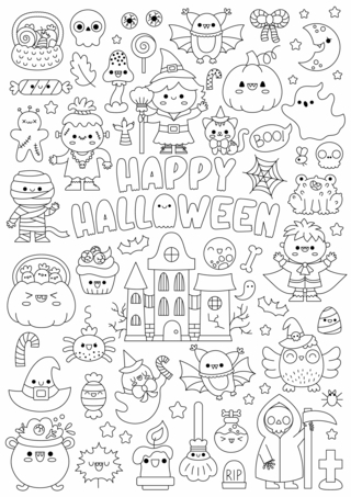 Halloween 75 - Dibujos para colorear de fiestas - Coloriages - 10doigts.fr
