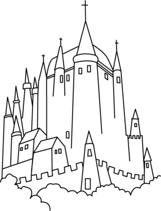 Castle 2 - Fantastic coloring pages - Coloriages - 10doigts.fr