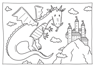 Dragons3 - Fantastic coloring pages - Coloriages - 10doigts.fr