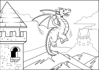 Dragons5 - Fantastic coloring pages - Coloriages - 10doigts.fr