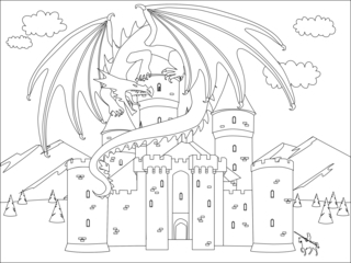 Dragons8 - Fantastic coloring pages - Coloriages - 10doigts.fr