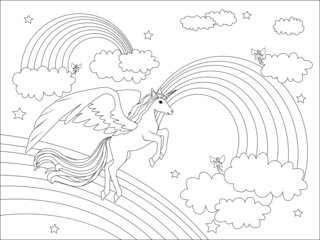 Licorne13 - Fantastic coloring pages - Coloriages - 10doigts.fr