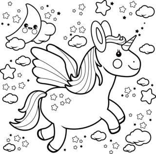 Unicorn2 - Fantastic coloring pages - Coloriages - 10doigts.fr