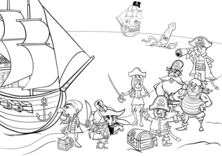 Pirate4 - Fantastic coloring pages - Coloriages - 10doigts.fr