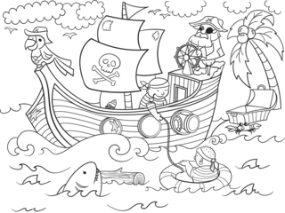 Pirate5 - Fantastic coloring pages - Coloriages - 10doigts.fr