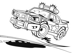 Coche de policía 02 - Coloreables de vehículos - Coloreables - 10doigts.com