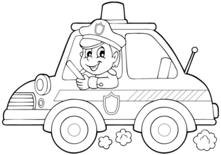 Coche de policía 03 - Coloreables de vehículos - Coloreables - 10doigts.com