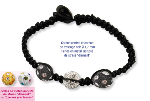 Shamballa bracelets with metal beads embedded with diamond rhinestones - 0 - Shamballa Bracelet - 10doigts.com - Shamballa Bracelet - 10doigts.fr