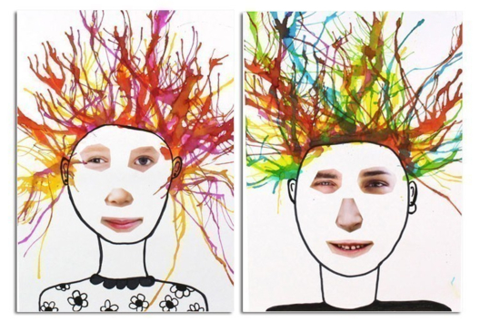 Funny Portraits with the Blown Ink Technique - 3 - Craft Activities Painting: Creations for All Ages and All Desires - 10doigts.com - Craft Activities Painting: Creations for All Ages and All Desires - 10doigts.fr - 2