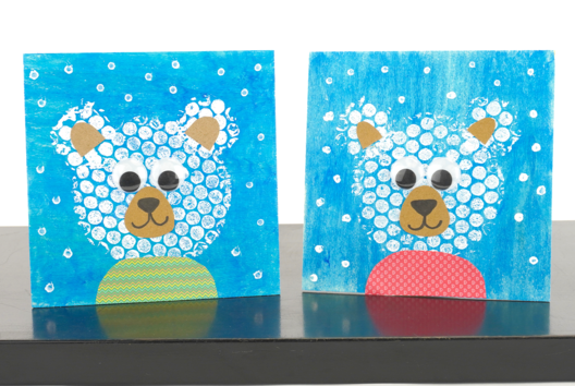 Bubble Wrap Painting: White Bear - 4 - Kids Crafts Winter - 10doigts.com - Kids Crafts Winter - 10doigts.fr - 2