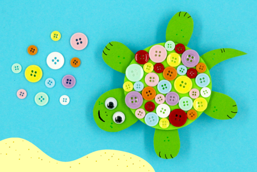 actividad fácil tortuga botones niños manualidades divertido verano - Actividades manuales animales: nuestras ideas creativas para los niños - 10doigts.fr