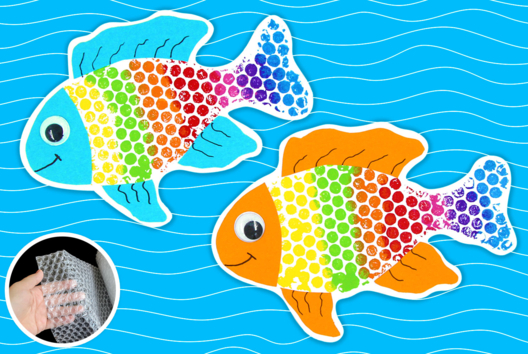 Bubble Wrap Painting: Rainbow Fish - 1 - Craft Activities Painting: Creations for All Ages and All Desires - 10doigts.com - Craft Activities Painting: Creations for All Ages and All Desires - 10doigts.fr