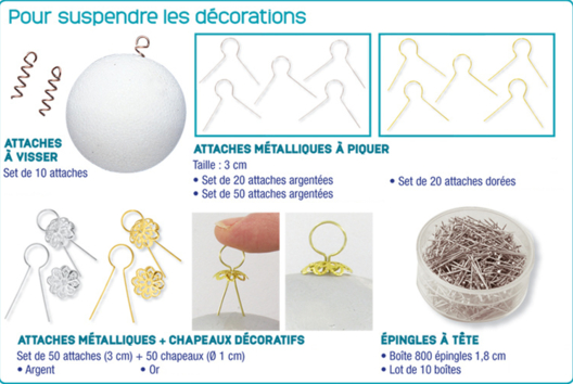 Atadura metálica para bola de poliestireno - Actividades manuales de mosaicos - 10doigts.fr - 2