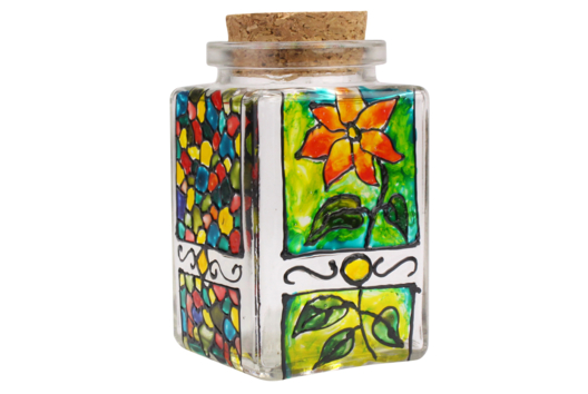 Square Glass Jar with Cork Lid - 1 - DIY Home Decor Crafts - 10doigts.com - Handicrafts Home Decor DIY - 10doigts.fr