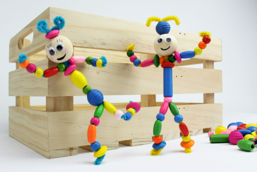 bead characters for children - Funny Characters Craft Activities: Inventing Faces and Stories - 10doigts.fr