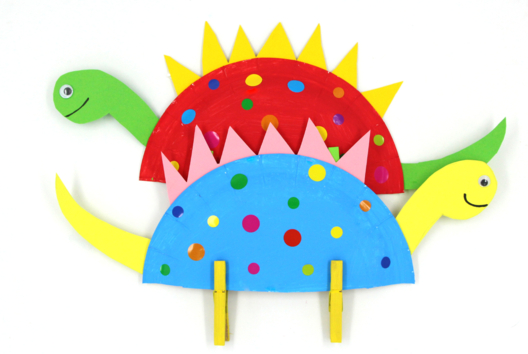 Multicolored Dinosaur with a Paper Plate - 2 - Craft Activities for All Ages: Gluing and Folding - 10doigts.com - Craft Activities for All Ages: Gluing and Folding - 10doigts.fr - 2