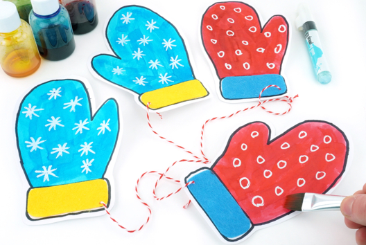 Mittens drawing gum and drawing ink - 1 - Kids Crafts Winter - 10doigts.com - Kids Crafts Winter - 10doigts.fr