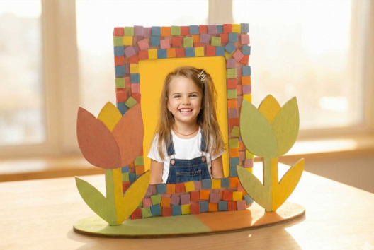 marco de flores - Actividades manuales de mosaicos - 10doigts.fr