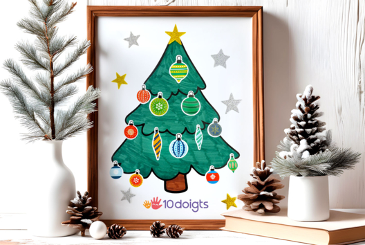 Coloring and Collage Christmas Tree - 1 - Handmade Christmas Card Activities - 10doigts.com - Handmade Christmas Card Activities - 10doigts.fr