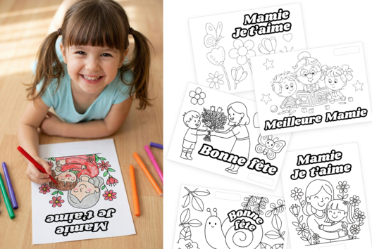 Coloriages gratuits : Fête des grands-mères - 1 - Craft Activities for Grandmothers' Day - 10doigts.com - Craft Activities for Grandmothers' Day - 10doigts.fr