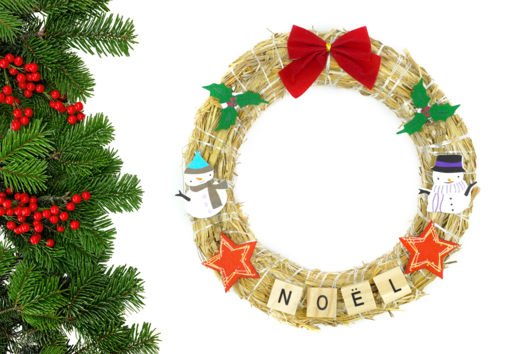Straw Christmas Wreath - 2 - Christmas Crafts - 10doigts.com - Christmas Crafts - 10doigts.fr