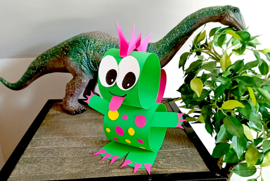 Cute Paper Dinosaur - 1 - Craft Activities for All Ages: Gluing and Folding - 10doigts.com - Craft Activities for All Ages: Gluing and Folding - 10doigts.fr