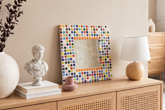 DIY fabriquer un miroir avec des mosaïques - Mosaic Crafts - 10doigts.fr