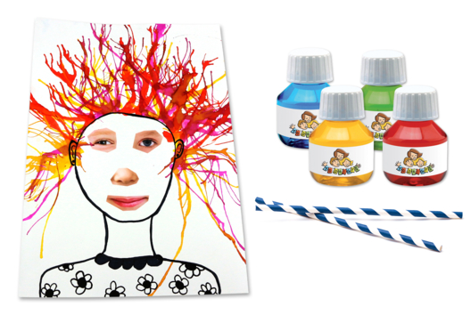 Funny Portraits with the Blown Ink Technique - 1 - Craft Activities Painting: Creations for All Ages and All Desires - 10doigts.com - Craft Activities Painting: Creations for All Ages and All Desires - 10doigts.fr