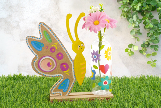 flores y mariposa - Actividades manuales Primavera - 10doigts.fr
