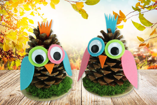 Pine Cone Owl - 1 - Animal Crafts: Our Creative Ideas for Children - 10doigts.com - Animal Crafts: Our Creative Ideas for Children - 10doigts.fr