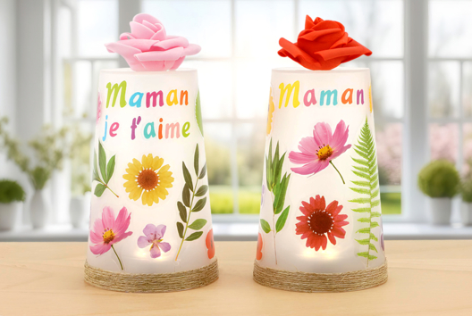 lampara regalo día de la madre flores DIY - Manualidades día de la madre - 10doigts.fr