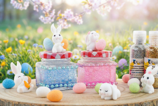 Bocal à paillettes lapin de Pâques - 1 - DIY Easter Crafts - 10doigts.com - DIY Easter Crafts - 10doigts.fr