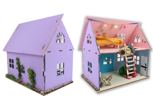 Wooden Dollhouse - 1 - Handicrafts Around Games to Enjoy Homemade Games - 10doigts.com - Handicrafts Around Games to Enjoy Homemade Games - 10doigts.fr