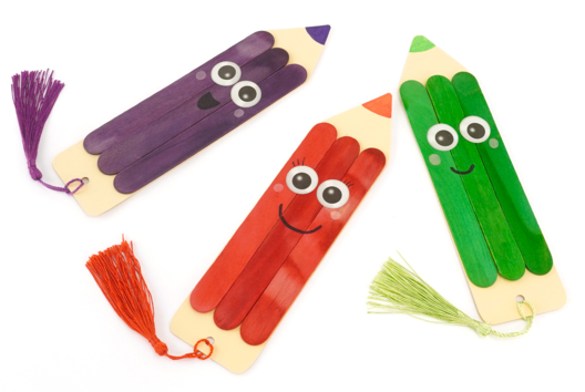 marcapáginas lápiz DIY niños fácil - Manualidades personajes divertidos: inventar caras e historias - 10doigts.fr