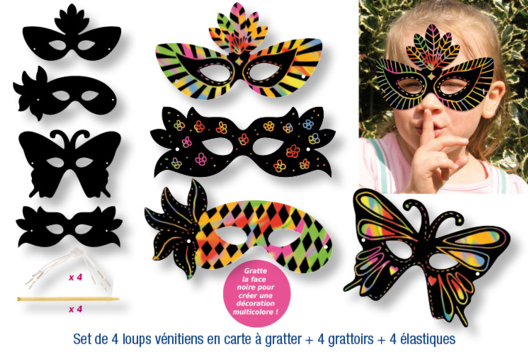 Venetian Wolf Scratch Paper - 0 - Carnival, Mardi Gras Crafts - 10doigts.com - Carnival, Mardi Gras Crafts - 10doigts.fr