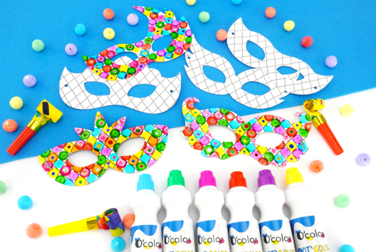 Stamping Carnival Masks - 1 - Carnival, Mardi Gras Crafts - 10doigts.com - Carnival, Mardi Gras Crafts - 10doigts.fr