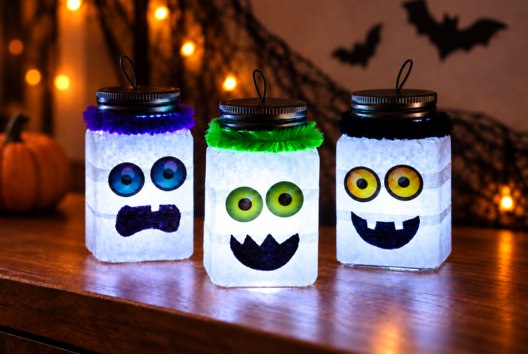 monstruo luminoso DIY de Halloween para niños - Manualidades para Halloween - 10doigts.fr