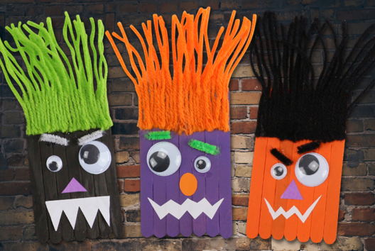 Funny Monsters on Sticks - 1 - Halloween Crafts - 10doigts.com - Halloween Crafts - 10doigts.fr