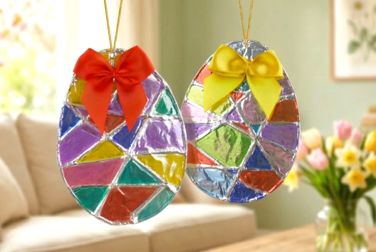 oeufs de pâques papier aluminium - Actividades manuales DIY Pascua - 10doigts.fr