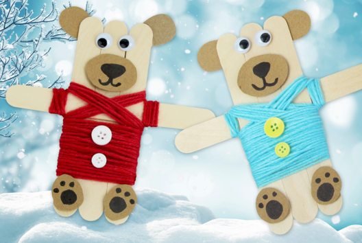 oso palo madera magnet invierno actividad - Actividades manuales animales: nuestras ideas creativas para los niños - 10doigts.fr